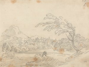Hayali Bir Şehrin Uzaktan Görünümü by John Robert Cozens