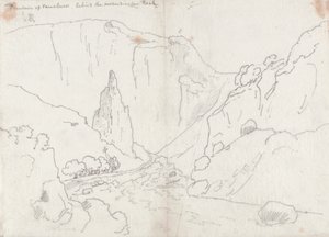 Dik Kaya'nın arkasında Vaucluse Çeşmesi by John Robert Cozens