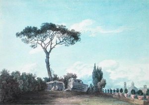 Roma Colonna Sarayı Bahçelerinde (kağıt üzerine suluboya) by John Robert Cozens