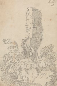 Dikey Kaya ve Ağaçlar by John Robert Cozens