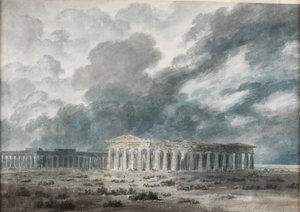 Paestum#39;daki İki Büyük Tapınak by John Robert Cozens