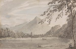 Unterseen ve Brientz Gölü arasındaki Aare üzerinde by John Robert Cozens