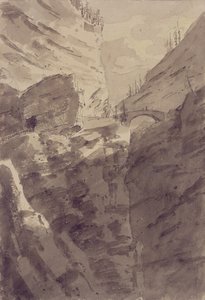 Via Mala in the Grisons (kalem ve mürekkep ve kağıt üzerinde yıkayın) by John Robert Cozens