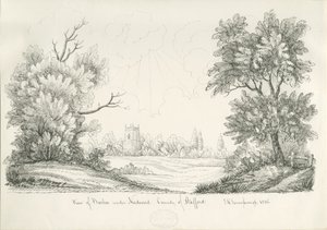 Barton, Needwood Köyü altında: kalem ve mürekkeple çizim, 1836 by John Robert Fernyhough