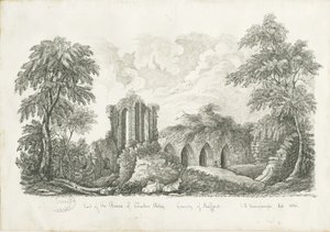 Croxden Abbey: kalem ve mürekkep çizimi