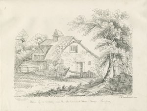Rugeley - Old Cannock Wood Forges yakınlarındaki yazlık: kalem ve mürekkep çizimi by John Robert Fernyhough