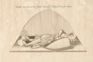 Swynnerton Kilisesi - Effigy: kalem ve mürekkeple çizim, nd [19.yüzyıl] by John Robert Fernyhough
