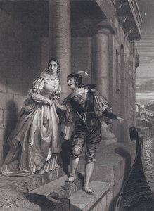 Bianca Cappello ve Francesco I de 'Medici, Toskana Büyük Dükü'nün kaçışı (gravür)
