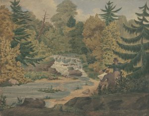 Sawkill Nehri üzerindeki İkinci Şelalenin görünümü, 1840 dolayları (dokuma kağıt üzerine suluboya ve mürekkep)