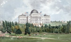 Amerika Birleşik Devletleri Kongre Binası'nın batı cephesi, ön planda inekler ile 1831 (tuval üzerine yağlı boya)