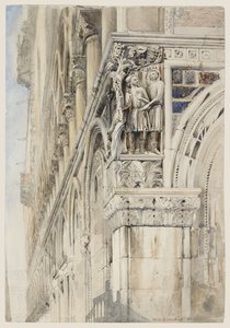 The Doge's Palace'ın Cephesi, Venedik - The Vine Angle, yaklaşık 1870 (kağıt üzerine suluboya, mürekkep ve kurşun kalem) by John Ruskin