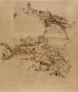 Fribourg, İsviçre: Kalem taslağı, Temmuz veya Ağustos - Eylül 1856 by John Ruskin