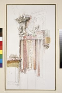 Sant Anastasia Cephesindeki Pilaster, Verona, Haziran 1869 (kağıt üzerinde grafit üzerinde wc ve gövde rengi, bazı çizgiler çizilmiş)