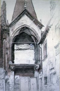 Cangrande I Mezarı, Santa Maria Antica, Verona (kağıt üzerine kalem ve suluboya) by John Ruskin