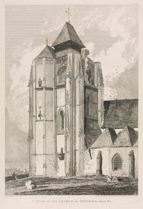 Normandiya'nın Mimari Eski Eserleri (Cilt II), Pl. 66: Eu yakınlarındaki Tréport Kilisesi Kulesi by John Sell Cotman