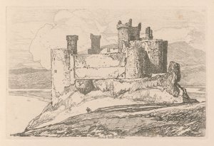 Liber Studiorum: Levha 25, Harlech Kalesi, K. Galler by John Sell Cotman