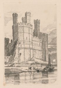 Çalışmalar Kitabı: Levha 28, Caernarvon Kalesi, K. Galler, 1838 by John Sell Cotman