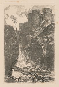 Liber Studiorum: Levha 29, Harlech Kalesi, K. Galler, 1838 by John Sell Cotman