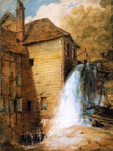 PD.29-1953 Overshot Mill, c.1802-3 (kağıt üzerinde wc ve kurşun kalem) by John Sell Cotman