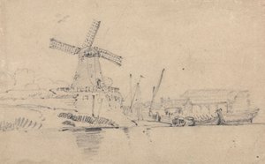 Nehir ve Yel Değirmeni by John Sell Cotman