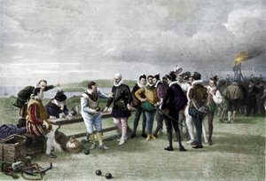 Görünürde Armada, Plymouth çapa, 1880, 1911 by John Seymour Lucas