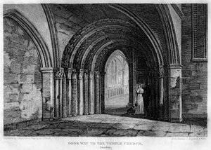 Temple Church Kapısı, Londra, 1815.