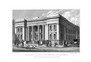 Genel Yatma Hastanesi, York Road, Lambeth, Londra, 1830.