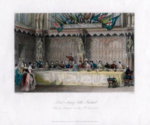Lord Mayors masası, büyük ziyafet, Guildhall, Londra Şehri, 19. yüzyıl.