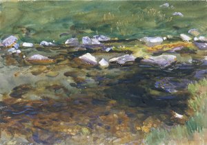 Brook ve Meadow, c.1907 (wc, guaş ve beyaz dokuma kağıt üzerine grafit) by John Singer Sargent