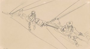 Men on a Spar, c.1876 (dokuma kağıt üzerinde grafit) by John Singer Sargent
