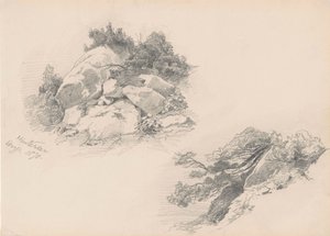 Rocks and Brush, Hintersee, Almanya, 1871 (duvar kağıdı üzerinde grafit) by John Singer Sargent