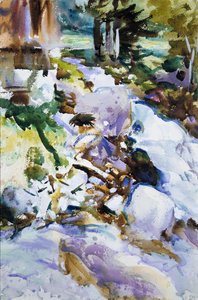 Rushing Brook, c.1904-11 (klozet, guaj ve kirli beyaz dokuma kağıt üzerine grafit) by John Singer Sargent