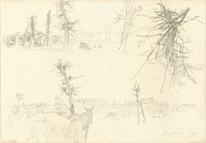 Yıkılmış Bir Manzaradaki Askerler [recto] by John Singer Sargent