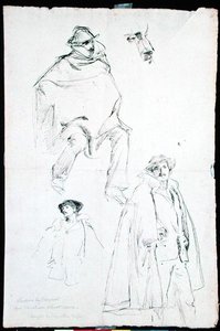 Venedik Sokak Sahnesi Çalışması (kağıt üzerine mürekkep) by John Singer Sargent