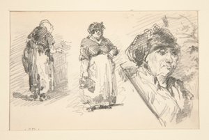 İki Ayakta Figür ve Bir Kafa by John Singer Sargent