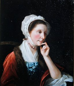 Bir bayanın portresi (panelde yağ) by John Singleton (attr. to) Copley
