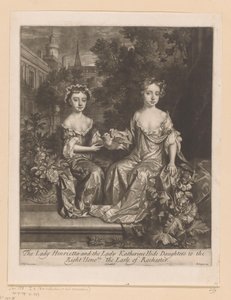 Portret van Henrietta ve Katherine Hyde een duif ile tanıştı Leydi Henrietta ve Leydi Katherine, Kızlarını Rochester Earle of the Earle