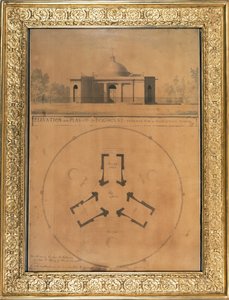 Bir Köpek Evinin Yükseltisi ve Planı, 1779 (kağıt üzerine kalem ve mürekkep ve wc)