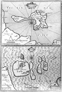 Kutsal Ada ve Farne Adası haritaları, Northumberland, John Speed, 1676 tarafından 
