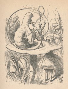 Alice ve tırtıl, 1889 by John Tenniel