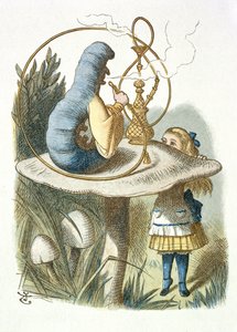 Alice mavi tırtılla tanışır by John Tenniel