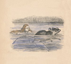 Alice havuzda fareyle yüzerken, 1889 by John Tenniel