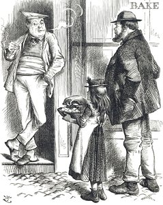 Fakir evlerde genellikle fırın olmadığında kısıtlı yemek pişirme olanakları hakkında yorum yapan çizgi film by John Tenniel