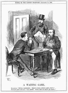 Lord Randolph Churchill (solda) İrlandalı politikacı Charles Stewart Parnell