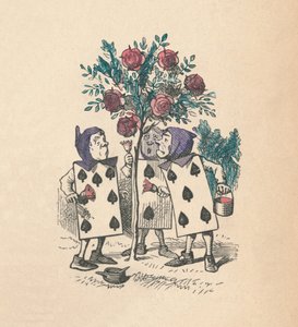 Gül Çalılarını boyayan oyun kağıtları, 1889 by John Tenniel