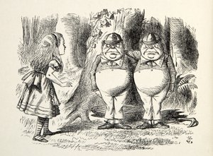 Tweedledum ve Tweedledee, Lewis Carroll (1832 - 98), 1872 tarafından Aynanın İçinden