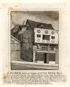 Little Tower Hill, Londra üzerinde duran eski bir Tudor evi by John Thomas Smith