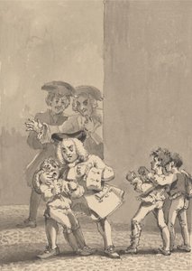 Barry ve Bir Arkadaşı Tarafından Takip Edilen Hogarth, Korkunç Yüzünü Yakalamak İçin Bir Çocuğa Bilerek Dövüşürken Yakalandı by John Thomas Smith