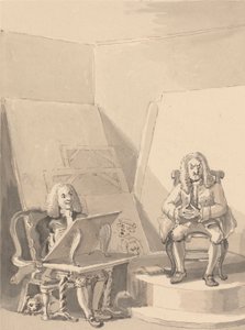 Hogarth Yazarın Peruklarından Birini Belirli Bir Amaç İçin Ödünç Alan Garrick'in Yüzünden Bir Kitapçı İçin H. Fielding'in Bir Portresini Yapıyor Onun Gerçek Bir Portresi Yok by John Thomas Smith