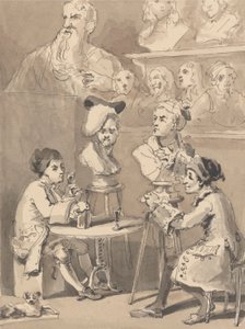 Büstü için Roubiliac'a Oturan Hogarth by John Thomas Smith